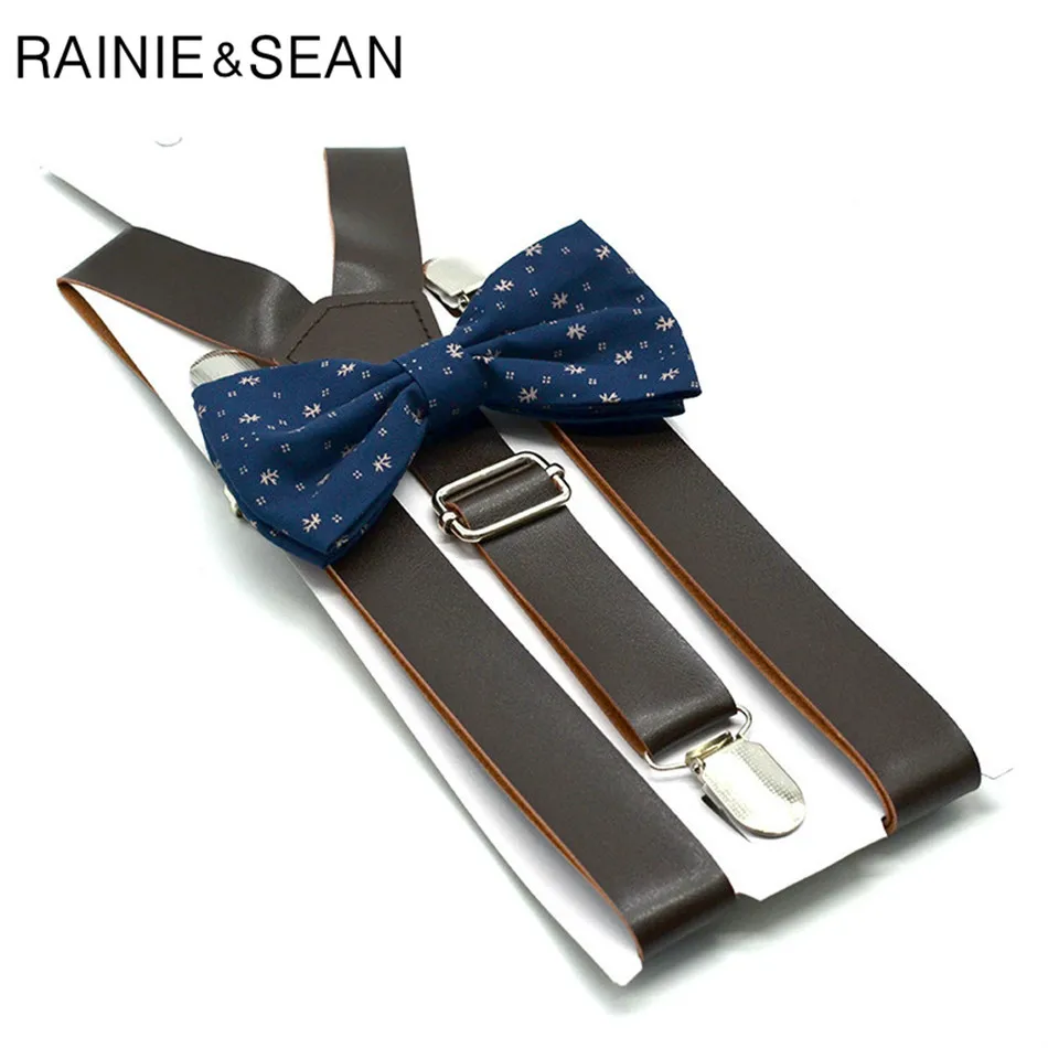 RAINIE SEAN/кожаные брюки на подтяжках для женщин и мужчин коричневые подтяжки с