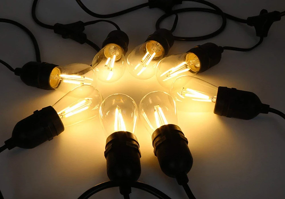 Lâmpada para Jardim ao ar Livre à Prova Luzes da Corda Lote w 4 S14 Lâmpadas Led Branco Quente 2700 k E27 Filamento Dwaterproof Água 10 Pçs - 2 6 Luzes e Iluminação
