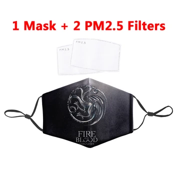 

Fashion 3D Pattern Mouth-Muffle Game of Thrones Movie Masks With PM2.5 Filter Masks Washable Anti Dust Mask Protective Mask