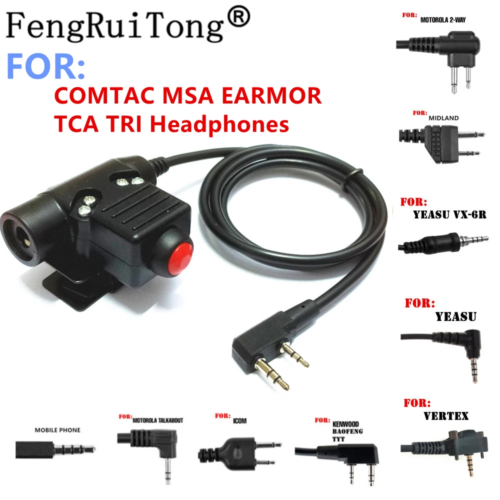 Accessorio Per Cuffie Ptt Tattico U94 Ptt Per Cuffie Comtac Msa Earmor Tca Tri Per Baofeng Icom Midland Motorola Yeasu Radio