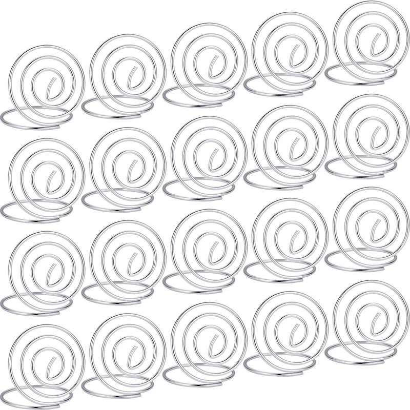 20 Pieces Wire Place Card Holder Metal Card Holder Stand Wedding Name Place Holder for Weddings, Dinner Parties, Food Signs