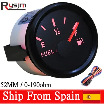 

52MM Digital Fuel level gauge Fuel sensor 0-190 ohm Waterproof Oil Tank Level Indicator fit marine yacht motor Red Backlight