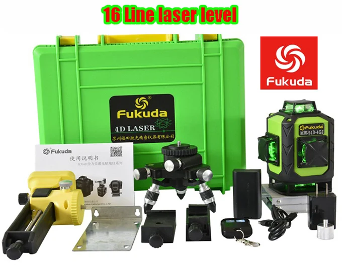 Fukuda роторный лазерный уровень 360 16 линий 4D Зеленая лазерная 12 линий 3D самонивелирующаяся Горизонтальная Вертикальная поперечная Лазерная линия - Цвет: Оранжевый