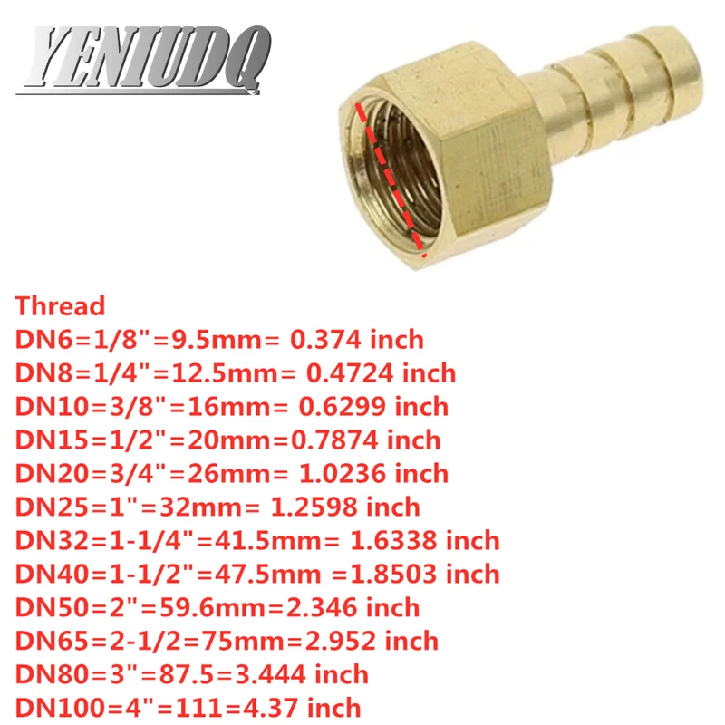 Rohr Armaturen Messing Barb Schlauch Schwanz Fitting Kraftstoff Air Gas  Wasser Schlauch Öl ID 4mm-19mm zu 1/8 ''1/4'' 3/8 1/2'' Innengewinde Kupfer