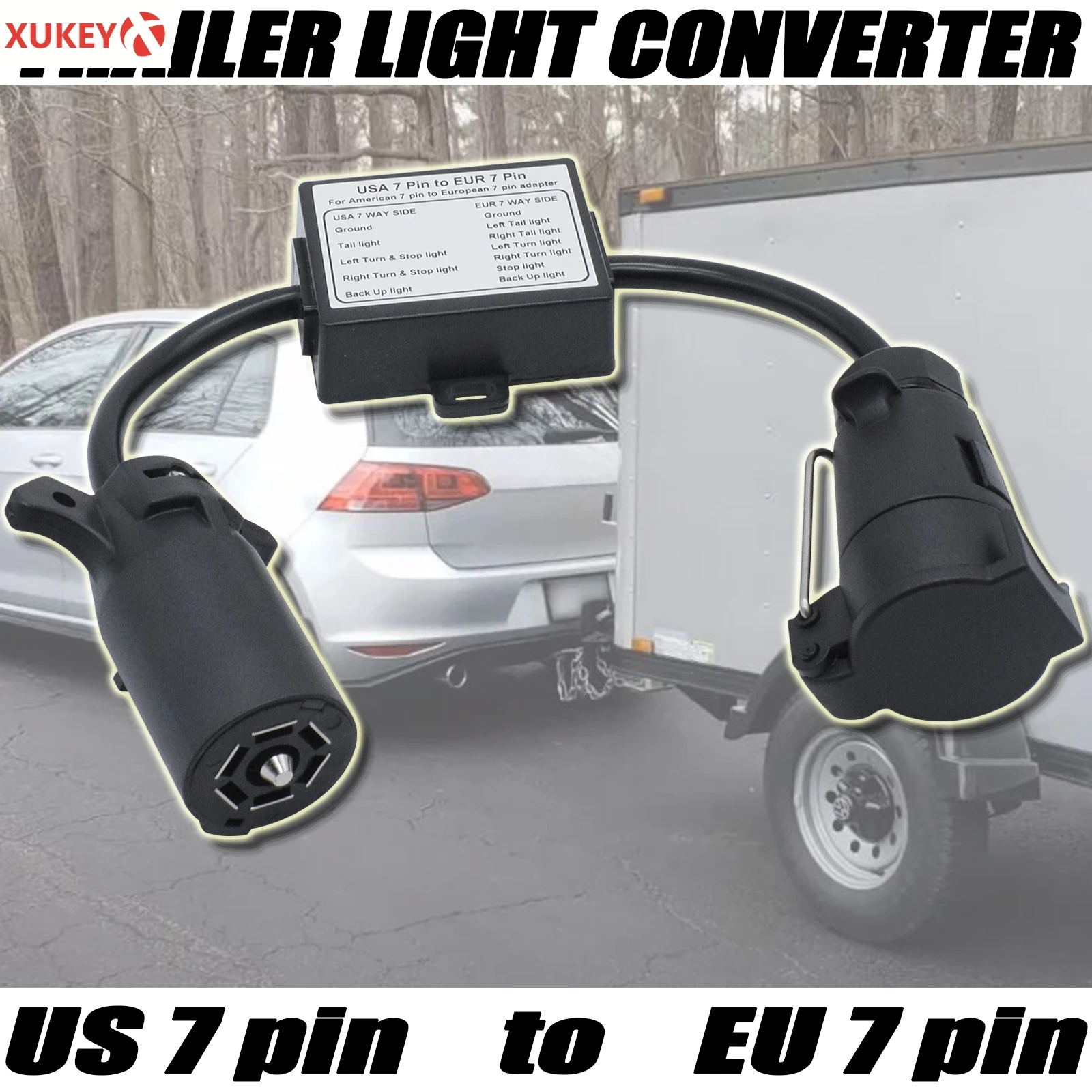 Us To Eu Trailer Light Converter 7 Pin Flat Socket (american Vehicle