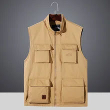 Spring And Autumn Outdoor Fishing Vest Men Greenish Blue Middle-aged Vest Coat Multi-pockets Photography Large Size Vest Waistco