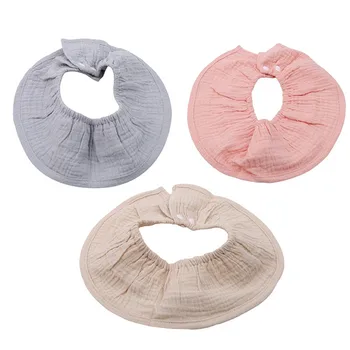 

360 Degree Round Baby Bibs Soft Organic Cotton Breathable Bibs For Baby Newborns Fashion Water Absorption Simulation Collar Bibs
