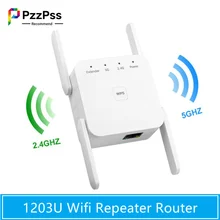 PzzPss-repetidor Wifi 1203U, enrutador de 2,4 Ghz/5Ghz, 1200Mbps, amplificador de señal de red, extensor de red de señal para el hogar
