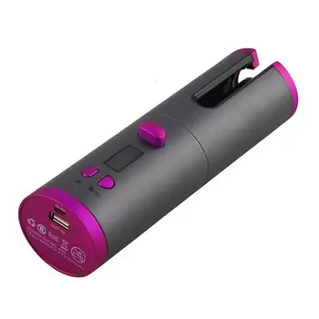 

Auto Rotating Ceramic Hair Curler Usb Rechargeable Curling Iron LED Display Temperature Adjustable Curling Wave Styer