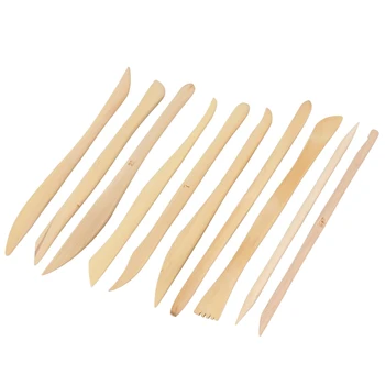 

Lot of 10pcs High Quality Wood Tools with Double cap for Clay Leisure Modeling Pottery
