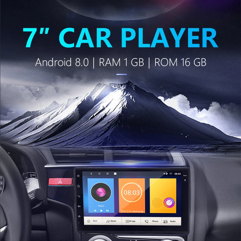 Flash Deal Jansite 7" 2 din Car Radio MP5 Android 8.1 player HD 1080P Digital Touch screen mirror + Bluetooth Car Stereo with microphone 1