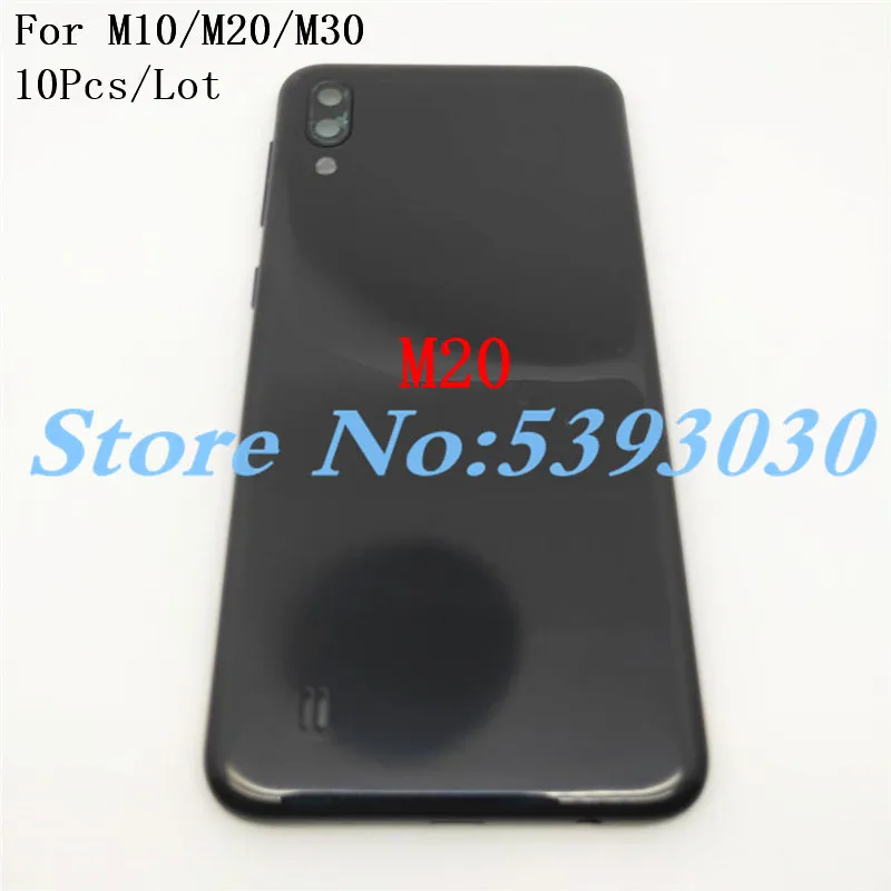 10 шт./лот крышка батареи для samsung Galaxy M10 M20 M30 батарея задняя крышка Дверь задняя крышка с объективом камеры стекло+ боковой ключ