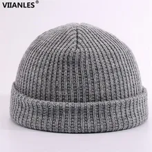 VIIANLES уличная вязаная шапка, мягкие женские мужские зимние шапки из акрилла, однотонная шапка в стиле хип-хоп, кепка с черепом, унисекс, Повседневная однотонная теплая Кепка с дыней