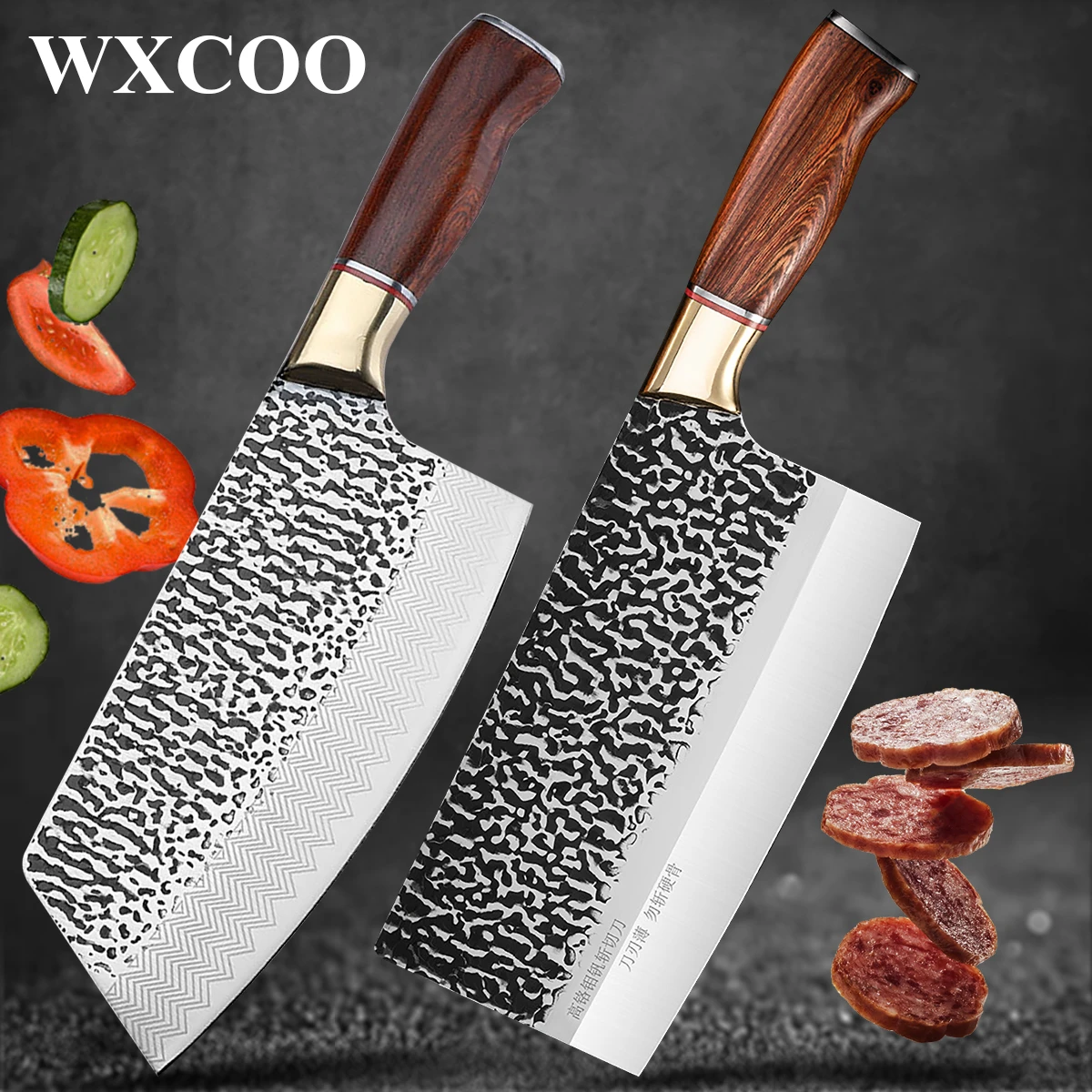 knife block with sharpener 8 Inch Stainless Steel Kitchen Knife Hand Forged Meat Chopping Cleaver Slicing Knife Vegetables Cutter Chinese Chef Knives Kitchen Knives & Accessories