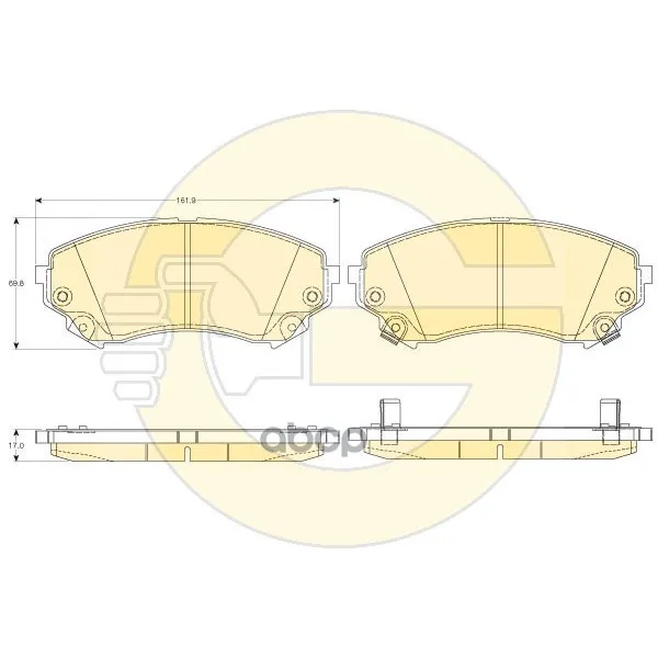Колодки Тормозные Cadillac Cts 08- Передние L=162 Мм. Girling 6144566 Girling арт. 6144566