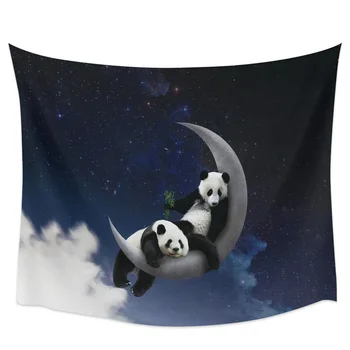 

Moon Night Starry Sky Panda Stars Tapestry Cover Beach Towel Picnic Yoga Mat Home Decoration