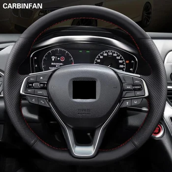 

Black Top Layer Leather Hand-stitched Car Steering Wheel Cover For Honda Accord 10th 2018 2019