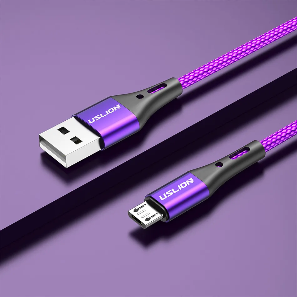 USLION 2m 3M USB кабель с Micro USB кабель 3A кабель передачи данных для быстрой зарядки для Xiaomi Redmi 4X samsung J7 Android мобильный телефон Microusb Зарядное устройство