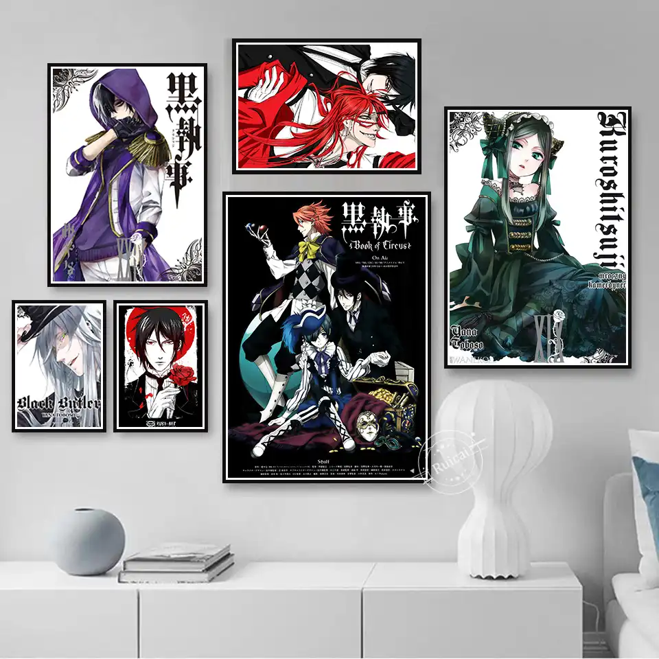 黒執事アニメポスターのキャンバス絵画漫画リビングルームの壁の芸術家の装飾 絵画 書道 Aliexpress