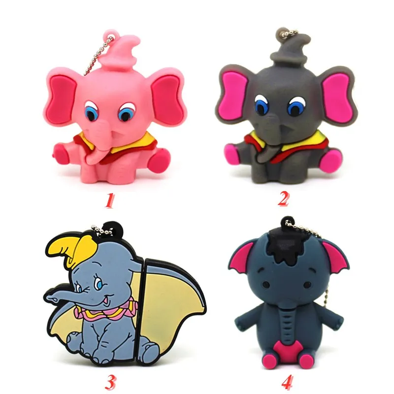 

Cute cartoon animal Elephant 128MB USB Flash Drive 32GB 64GB Lovely Dumbo Memory Stick 4GB 16GB Pen drive 8GB Mini Pendrive
