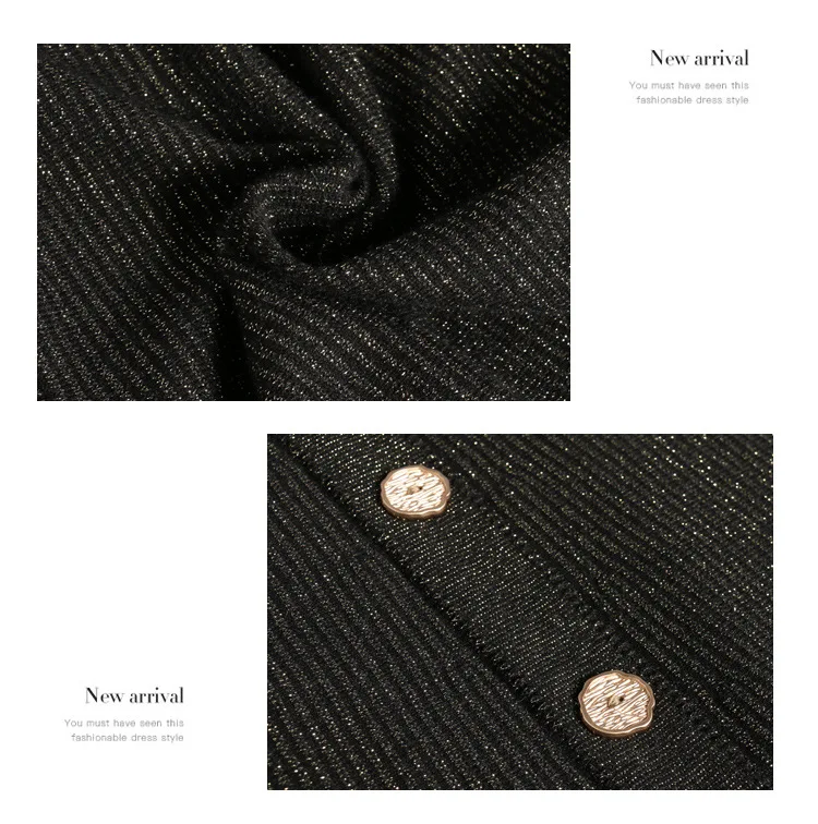 INNASOFAN Mini Knitted Skirt Women Autumn Winter Glitter Skirt High Waist Fashion High-end Chic Button Skirt