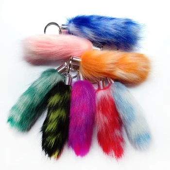 

2020 Fake Fur Tail Key Chain Colorful Fluffy Pompon Car Keyring 18 cm Pendant Bag Charming Personality Gifts Hanged Key chains