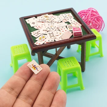 

Miniature Dollhouse 1:12 Mini Furniture Chair Majong Table Set Doll Accessories Family Board Games for Children Photo Props