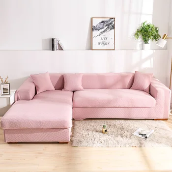 

Solid Color Corner Sofa Cover for Living Room Light-green Flexible Couch Cover Breathable Fabric Slipcover 1/2/3/4-Seat Durable