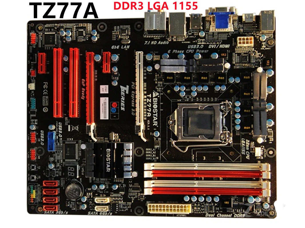 Used,good condition BIOSTAR TZ77A Original Motherboard Intel Z77 LGA 1155 DDR3 32G SATA3 USB3.0 ATX latest motherboard for desktop pc