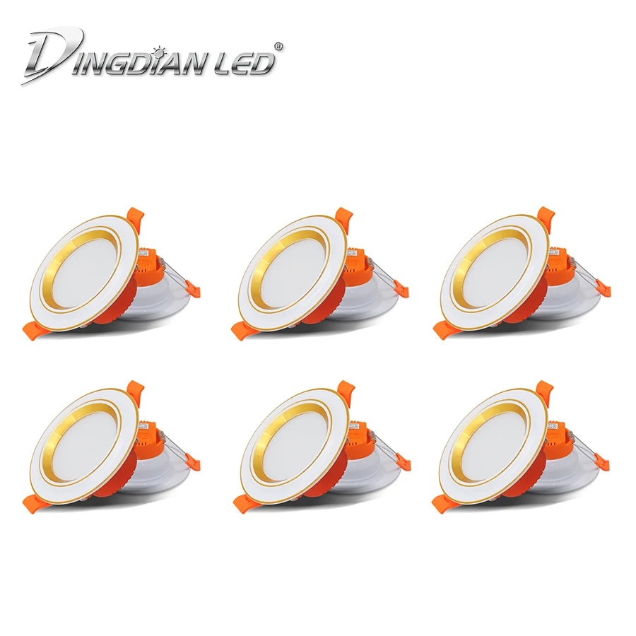 

DINGDIAN LED 6Packs/lot 220V Downlight Spot Light 3 Colors Changing 3W Recessed Mount Energy Saving Bedroom Kitchen Indoor