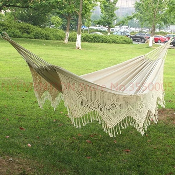 

Love free child of indoor and outdoor swing chair white cotton hammock with tassel swing bed 1pcs