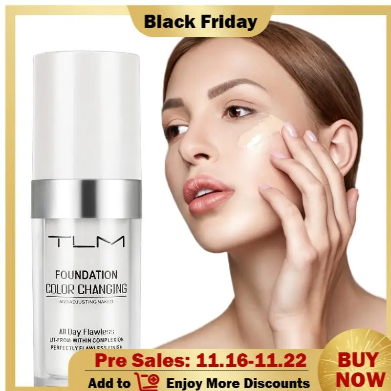 

Tlm Color Changing Foundation Makeup Cosmetic Moisturizing Lasting Waterproof Concealer Liquid Foundation 30ml TSLM1