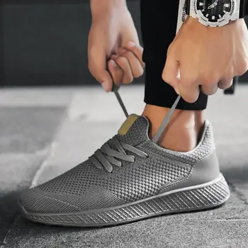 

Plus Size Breathable Man Shoes Sport Sneakers for Men Running Shoes Men's Sports Shoes Jogging Gray Boty Workout Trainers E-227