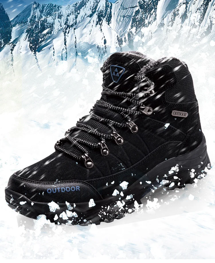 Super Warm Men Snow Boots High Quality Suede Leather Men Plush Winter Boots Outdoor Men Shoes Ankle Snow Boots Winter Men Shoes