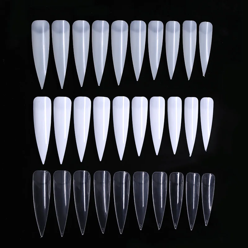 

50Pcs/Bag Fake Nail Tips Natural White Transparent Design Sharp Ultra Thin Long French False Nail Art Tips Tools For UV Gel