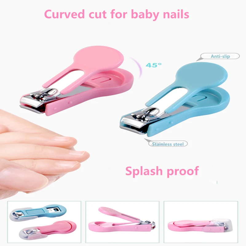 10Pcs/Set Baby Nail Trimmer Kit Portable Curved Cut Baby Grooming Kit Nail Clipper Splash proof Safety Care Set