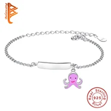 925 Браслеты стерлингового серебра для Для женщин по индивидуальному заказу Выгравируйте имя Каракатица цепи Браслеты для Для женщин детей, ювелирные изделия
