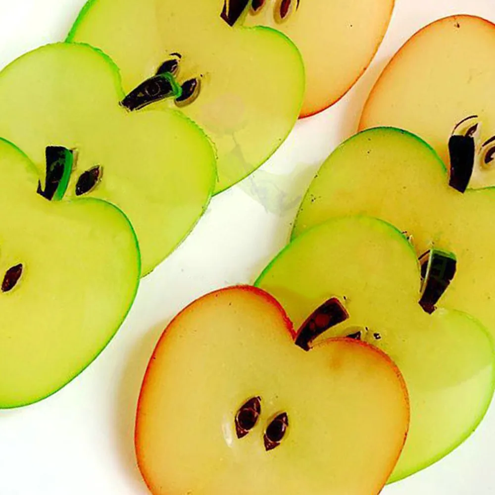Пластиковый фруктовый имитирующий фруктовый ломтик ручной работы маленький зеленый яблочный круглый красный яблочный кусок с ручкой декоративный