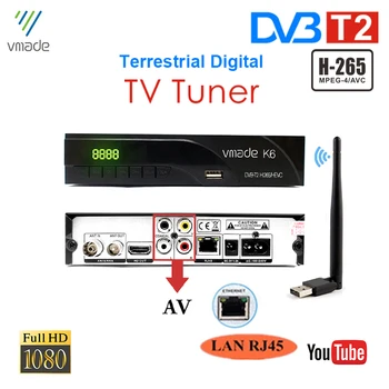 

Vmade DVB T2 Terrestrial TV Receiver TV Tuner H.265 Video Decoder TV BOX Support RJ45 Network Youtube TV Receptor