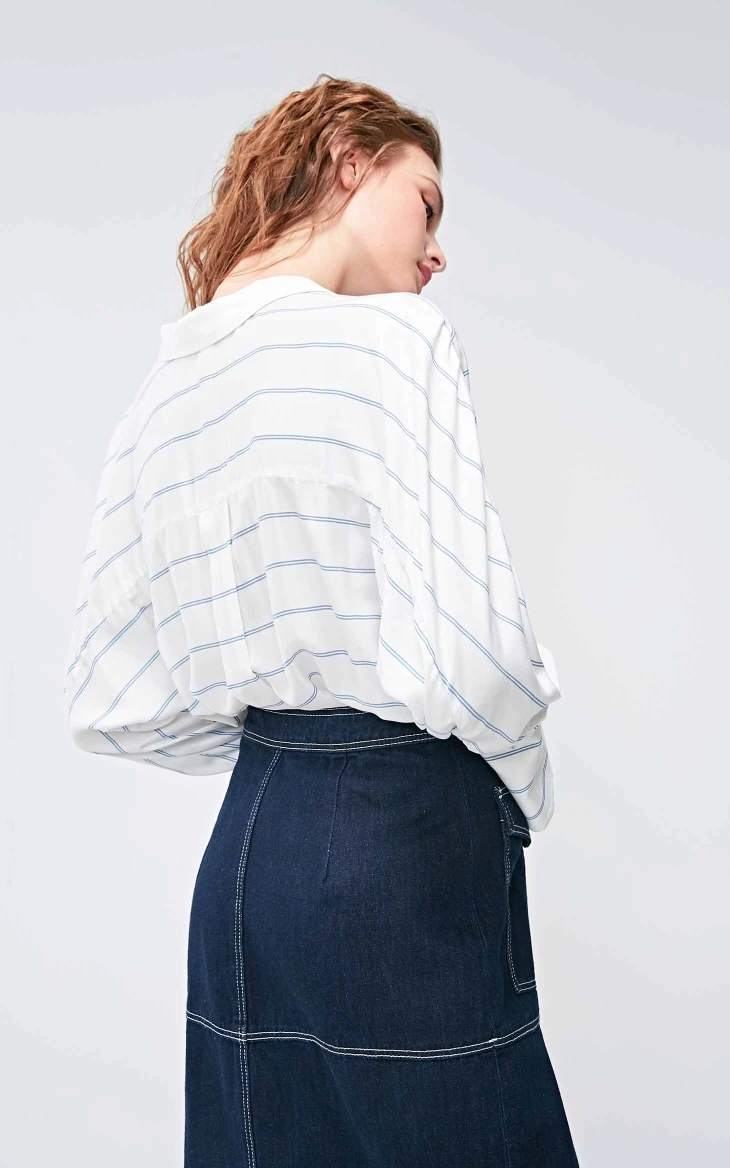 Vero Moda Новое поступление Женская рубашка в полоску с заниженным плечом на спине I-shaped Design | 318305527