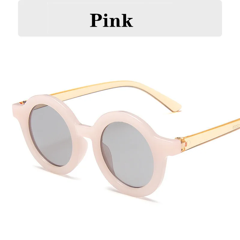 Новые детские круглые солнцезащитные очки, винтажные пластиковые милые детские солнцезащитные очки для девочек и мальчиков, оправа, аксессуары для очков - Цвет линз: Розовый