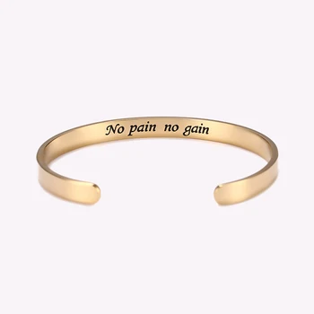 

Cazador No Pain No Gain Magnetic Bracelet Bangle For Power 6mm Width Surface Cuff Bracelet Graduation Gift Women Jewelry