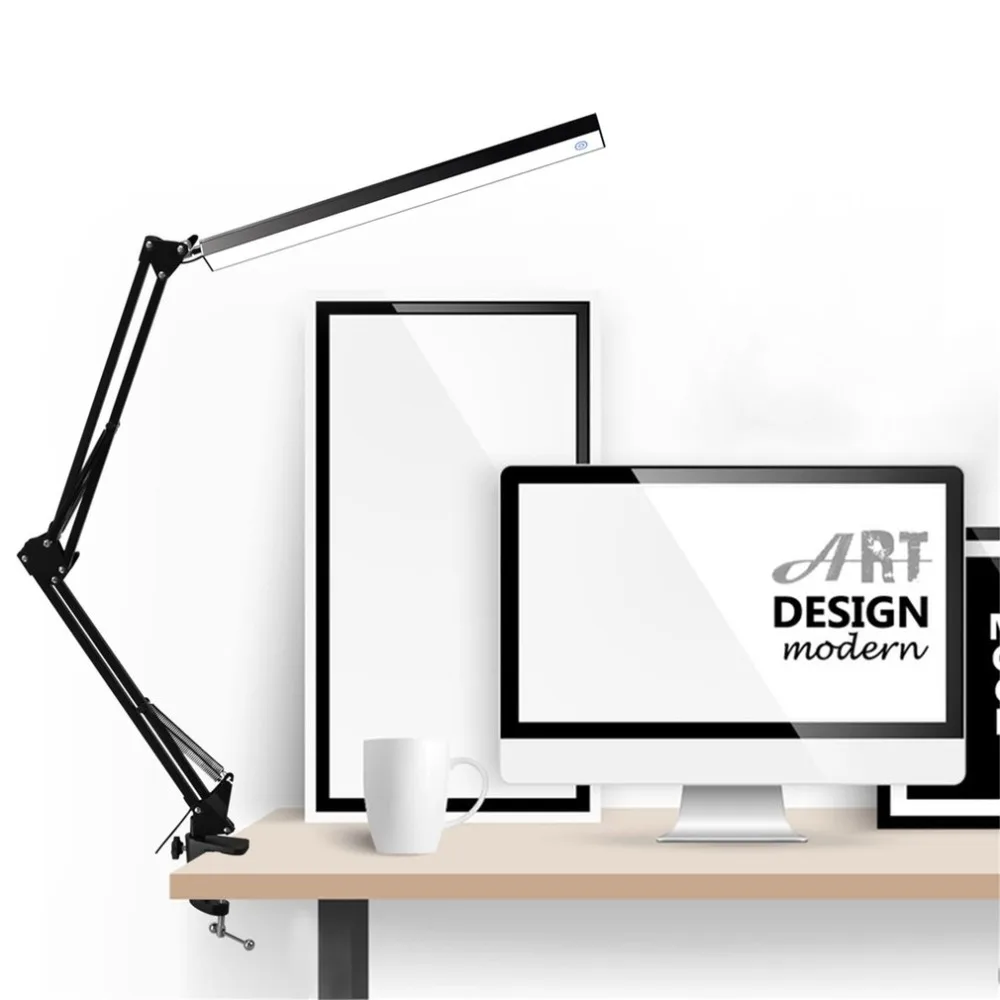 

LED Table Lamp Aluminum Alloy Folding Clip-on USB LED Table Lamp Long Arm Touch Control Dimmable Desk Lamp EyeFree shipment