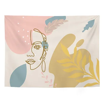 

Abstract Painting Tapestry Art Striped Beach Blanket Geometric Home Wall Decoration Plant Wall Hanging for Living Room