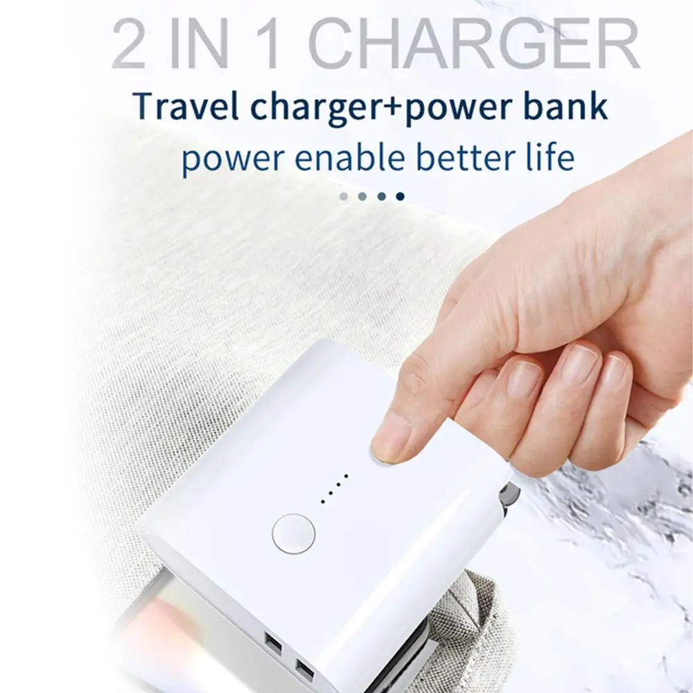 

2-in-1 Charging Adapter and Power Bank 2.1/2.4Amp Dual USB Port Charger for Phones, Tablets