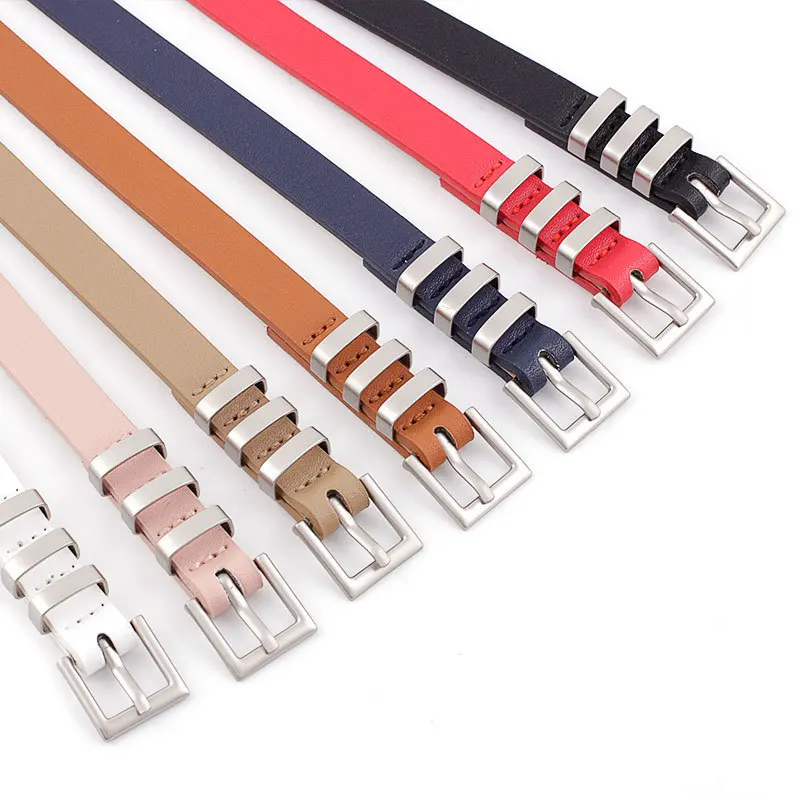 

Young Students PU Leather Waistband Pin Buckle Decorative Fine Skinny Waist Belt Woman For Dress Accessories