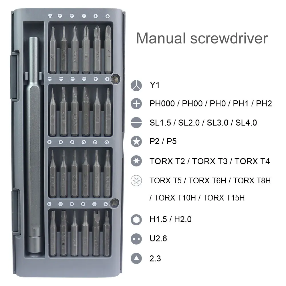 28 in 1 Precision Electric Screwdriver Set for Phone Laptop Magnetic Multifunctional Screwdriver with LED Light Lithium Battery