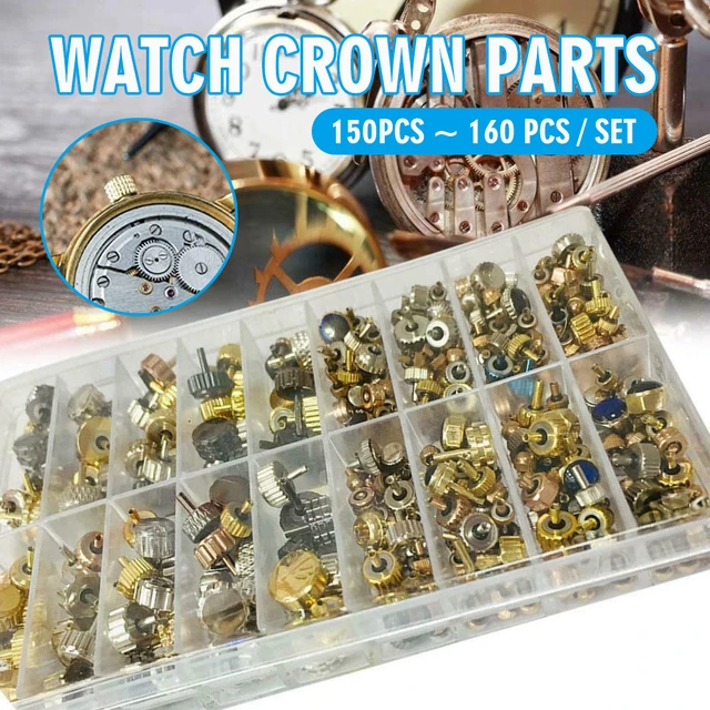 1box Assorted Watch Crown Parts Kit Various Color Multi Size Wrist