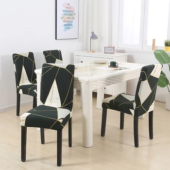 

1/2/4/6pcs Geometric Chair Covers Spandex Elastic Stretch Decoration Chair Dining Seat Cushion Anti-dirty Washable