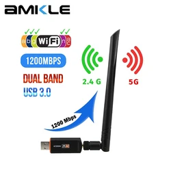 AMKLE – adaptateur Wifi sans fil USB 200Mbps 600Mbps Lan Ethernet 2.4G 5G, double bande, carte réseau 802.11n/g/a/ 